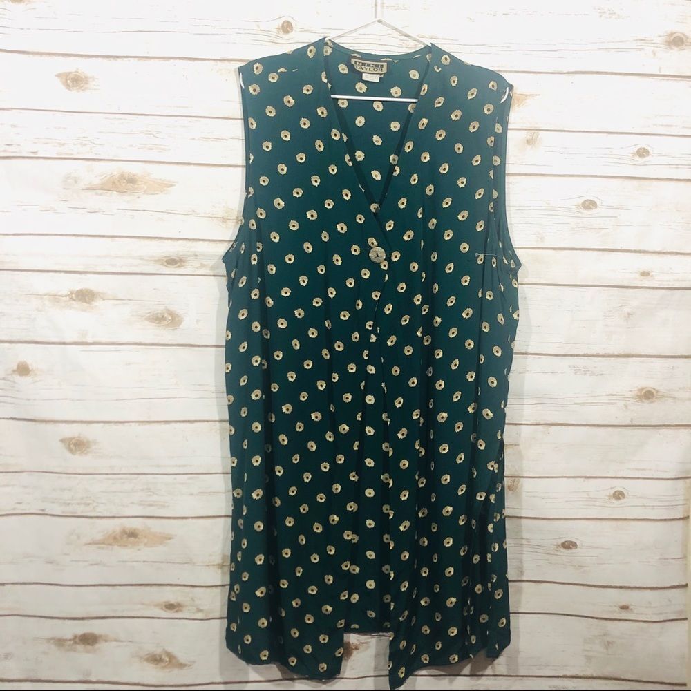 Niki‎ Taylor women’s green sleeveless long kimono top size XL
